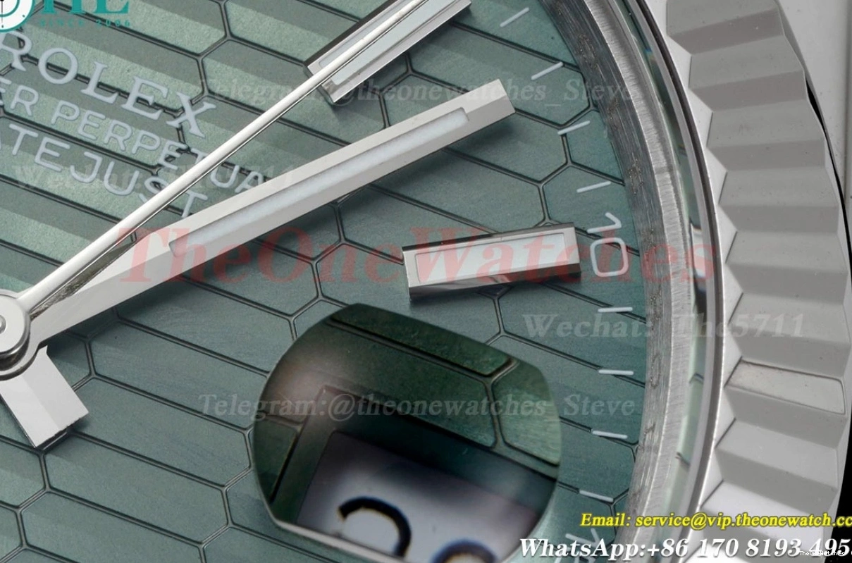 126334 GMF 41mm SS VR3235 Textured Green SS Datejust Dial 0214